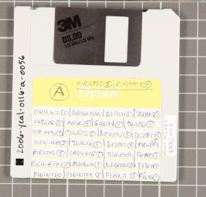 Photograph of 3.5 Inch Floppy Disk with fully written label