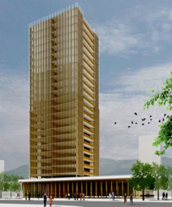 In Vancouver, architect Michael Green has proposed a 30-story wooden skyscraper, called "Tall Wood." (Image via MG Architecture)