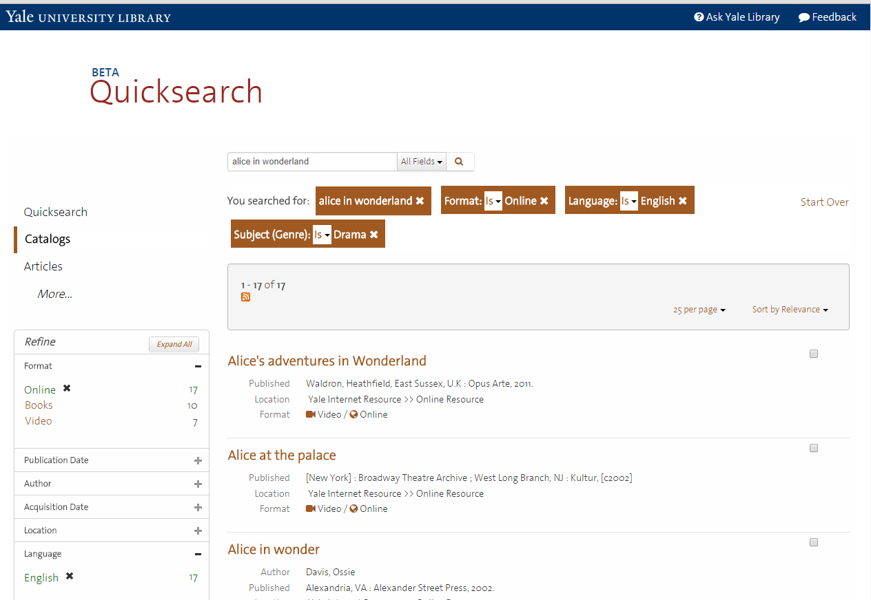 Quicksearch beta screenshot