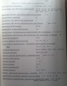 Partial List of Broken Sets of Periodicals for Medieval East Central Europe, 1969. 