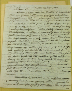Pickering to Baldwin, October 27, 1827, Page 1 of 3 