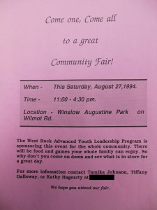 Flier for the community fair. 