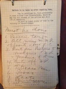 Hiram Bingham III, notebook of general orders, circulars, and reference notes, 1914-1915. Yale Peruvian Expedition Records (MS 664), Box 20, Folder 36.