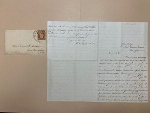 Image of William Henry Anderson letter to his father, 1858 January 9. (MS 2018, Box 1, folder 5).
