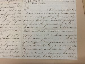 Image of Letter from William Henry Anderson to his father, 9 February 1858 (MS 2018, Box 1, folder 6).