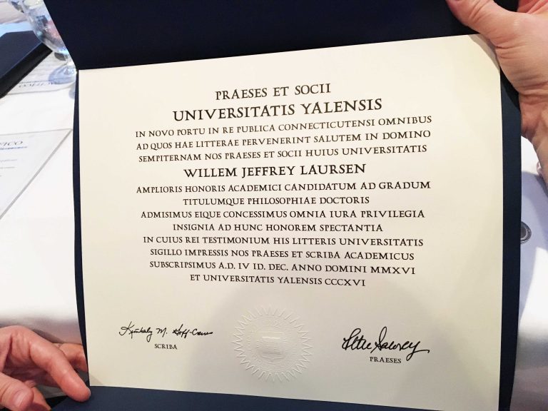 Willem receives his PhD diploma Sensory Physiology Labs at Yale