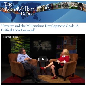 Prof. Pogge discusses the book "Poverty and the Millennium Development Goals: a Critical Look Forward" with Marilyn Wilkes on MacMillan Report episode February 24, 2016.