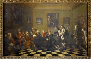A gathering at the Casa Manetti, Florence, showing a group of men in eighteenth-century dress, by Thomas Patch