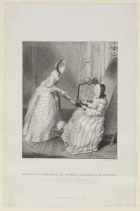 Duchesse de Choisel, and Madame la Marquise Du Deffand [graphic] : (from the original formerly at Strawberry Hill) / M. Carmontel, del. ; W. Greatbach sculp.