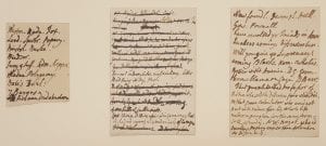 Three scraps with manuscript notes