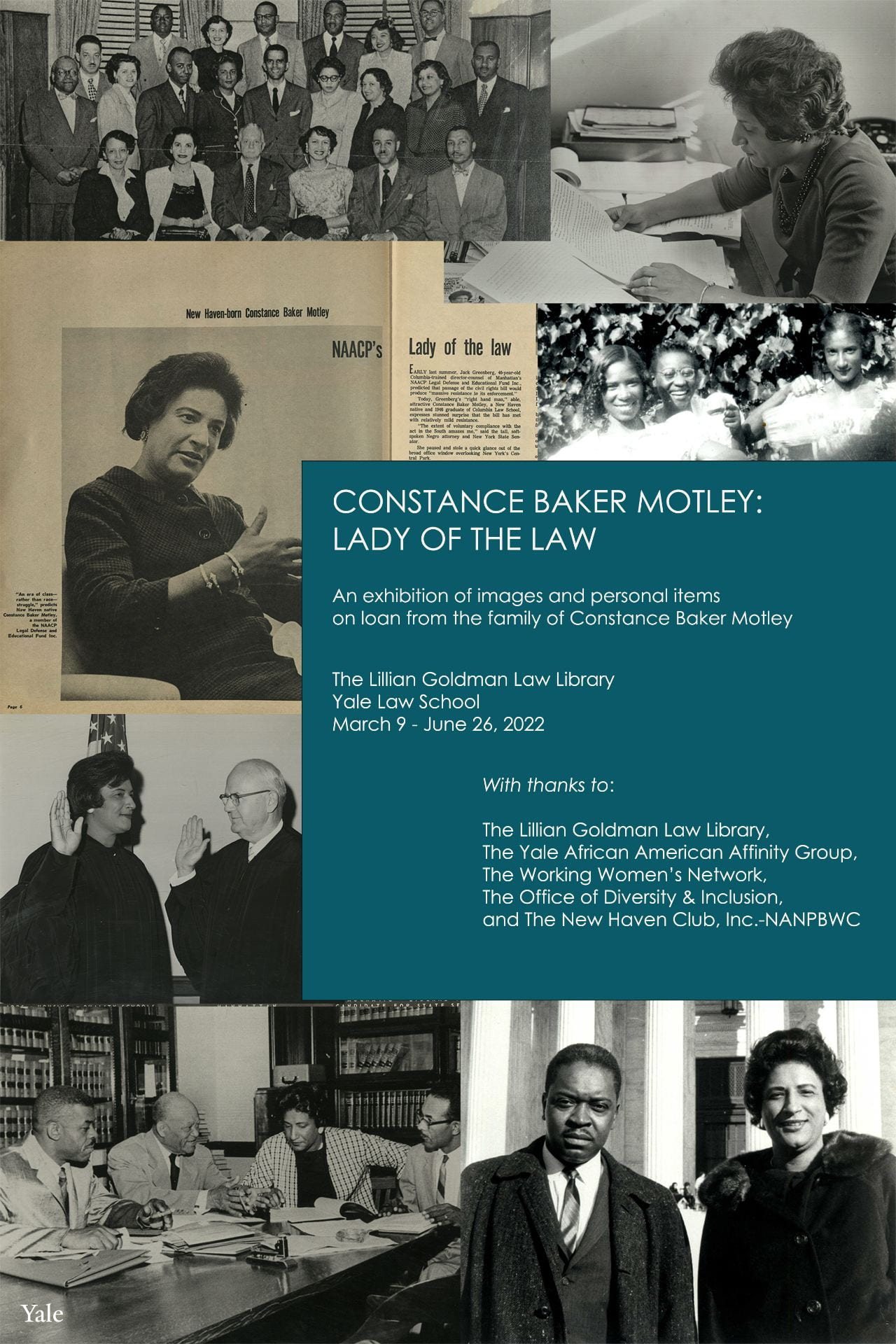 Exhibition poster showing photographs of Constance Baker Motley