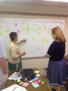 Here, as part of a planning session, Mary and Melissa are talking through which tasks need to be performed in sequence.