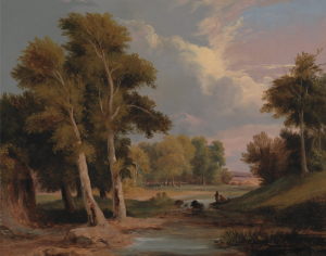 A Wooded River Landscape with Fisherman by James Arthur O'Connor 